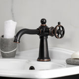 Wendell One-Handle 1-Hole Bathroom Faucet with Knurled Handle and Push Pop-Up Drain