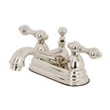 Restoration Double-Handle 3-Hole Deck Mount 4-Inch Centerset Bathroom Faucet with Brass Pop-Up