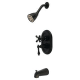 Restoration Double-Handle 3-Hole Thermostatic Tub and Shower Faucet with Plunger Diverter