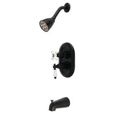 Restoration Double-Handle 3-Hole Thermostatic Tub and Shower Faucet with Plunger Diverter