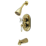 Restoration Double-Handle 3-Hole Thermostatic Tub and Shower Faucet with Plunger Diverter