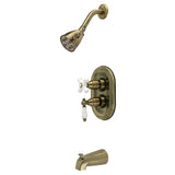 Restoration Double-Handle 3-Hole Thermostatic Tub and Shower Faucet with Plunger Diverter
