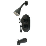 Restoration Double-Handle 3-Hole Thermostatic Tub and Shower Faucet with Plunger Diverter