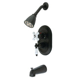 Restoration Double-Handle 3-Hole Thermostatic Tub and Shower Faucet with Plunger Diverter
