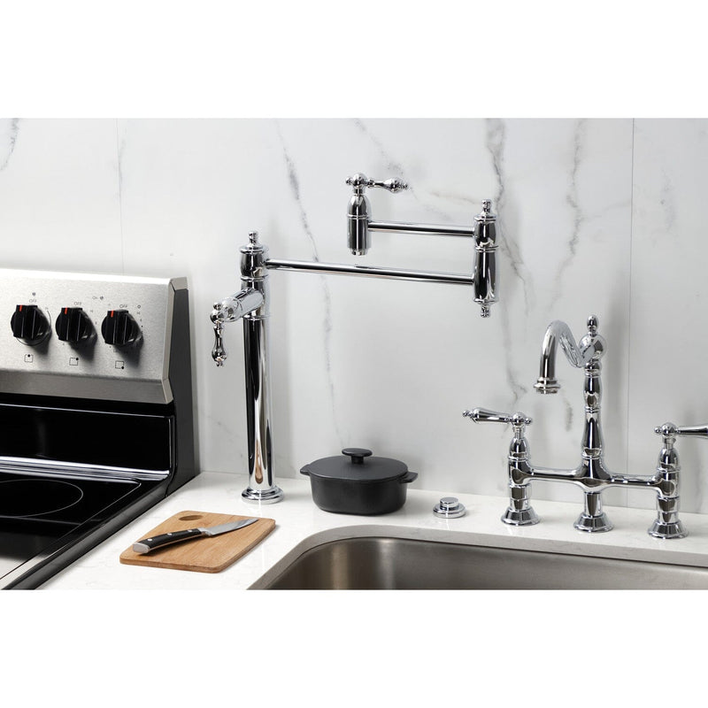 Restoration Two-Handle 1-Hole Deck Mount Pot Filler Faucet