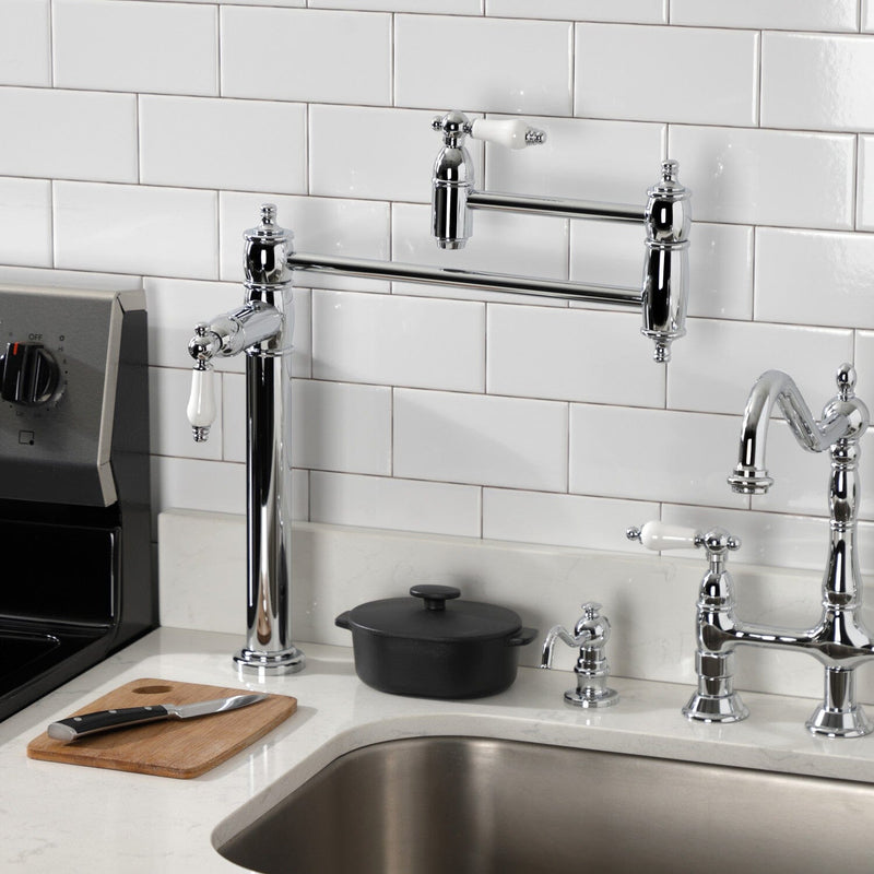 Restoration Two-Handle 1-Hole Deck Mount Pot Filler Faucet