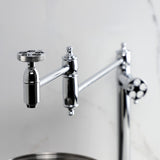 Wendell Two-Handle 1-Hole Deck Mount Pot Filler Faucet with Knurled Handle