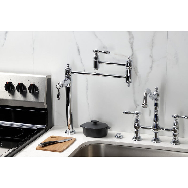 Tudor Two-Handle 1-Hole Deck Mount Pot Filler Faucet