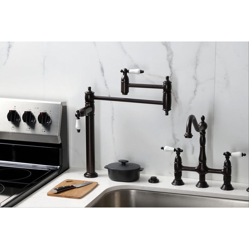 Restoration Two-Handle 1-Hole Deck Mount Pot Filler Faucet