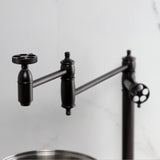 Wendell Two-Handle 1-Hole Deck Mount Pot Filler Faucet with Knurled Handle