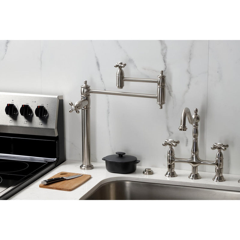 Restoration Two-Handle 1-Hole Deck Mount Pot Filler Faucet