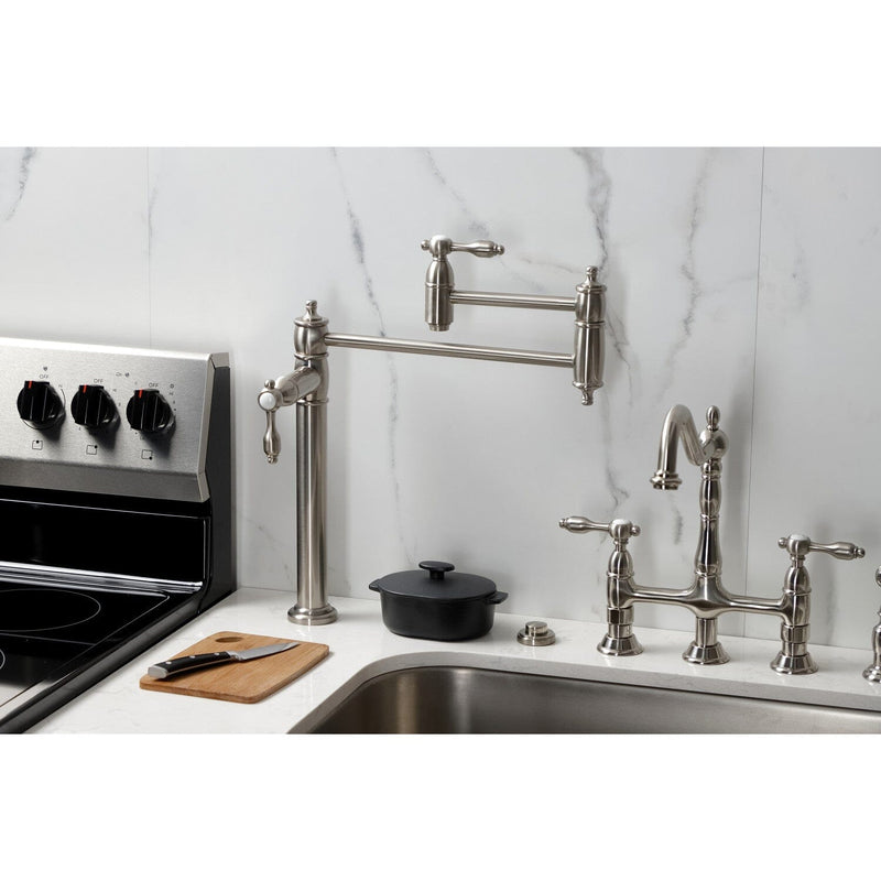 Tudor Two-Handle 1-Hole Deck Mount Pot Filler Faucet