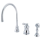 Restoration Single-Handle 3-Hole Widespread Kitchen Faucet with Brass Sprayer