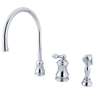 Restoration Single-Handle 3-Hole Widespread Kitchen Faucet with Brass Sprayer
