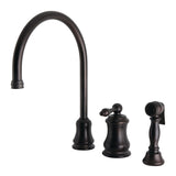 Restoration Single-Handle 3-Hole Widespread Kitchen Faucet with Brass Sprayer