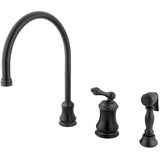 Restoration Single-Handle 3-Hole Widespread Kitchen Faucet with Brass Sprayer
