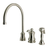 Restoration Single-Handle 3-Hole Widespread Kitchen Faucet with Brass Sprayer