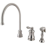 Restoration Single-Handle 3-Hole Widespread Kitchen Faucet with Brass Sprayer