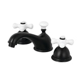 Restoration Two-Handle 3-Hole Deck Mount Widespread Bathroom Faucet with Brass Pop-Up