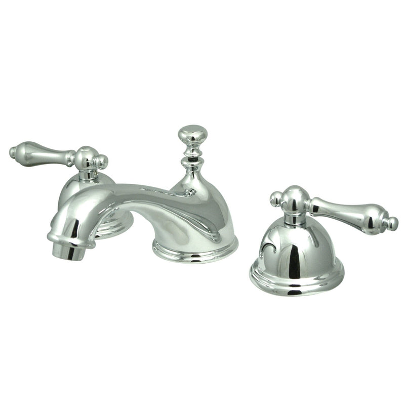 Restoration Two-Handle 3-Hole Deck Mount Widespread Bathroom Faucet with Brass Pop-Up