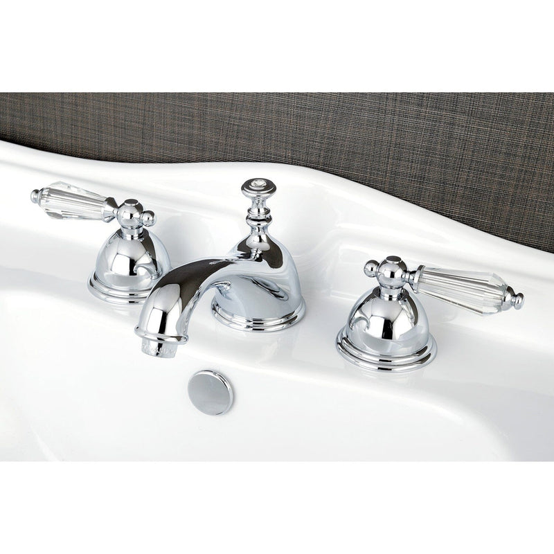 Wilshire Two-Handle 3-Hole Deck Mount Widespread Bathroom Faucet with Brass Pop-Up Drain