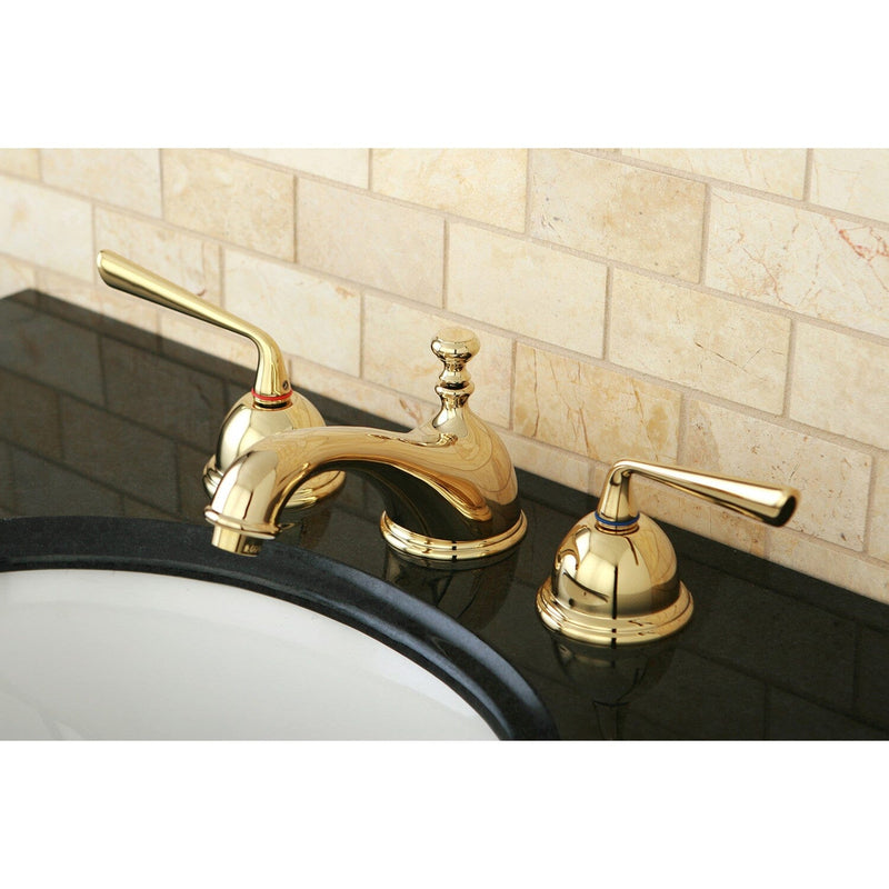 Silver Sage Two-Handle 3-Hole Deck Mount Widespread Bathroom Faucet with Brass Pop-Up