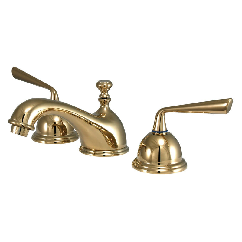 Silver Sage Two-Handle 3-Hole Deck Mount Widespread Bathroom Faucet with Brass Pop-Up