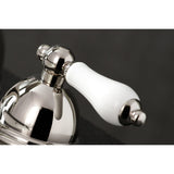 Restoration Two-Handle 3-Hole Deck Mount Widespread Bathroom Faucet with Brass Pop-Up