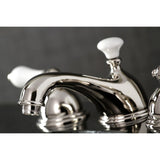 Restoration Two-Handle 3-Hole Deck Mount Widespread Bathroom Faucet with Brass Pop-Up