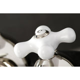 Restoration Two-Handle 3-Hole Deck Mount Widespread Bathroom Faucet with Brass Pop-Up
