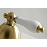 Restoration Two-Handle 3-Hole Deck Mount Widespread Bathroom Faucet with Brass Pop-Up