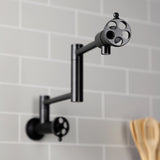 Webb Two-Handle 1-Hole Wall Mount Pot Filler with Knurled Handle