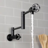 Webb Two-Handle 1-Hole Wall Mount Pot Filler with Knurled Handle