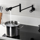 Webb Two-Handle 1-Hole Wall Mount Pot Filler with Knurled Handle