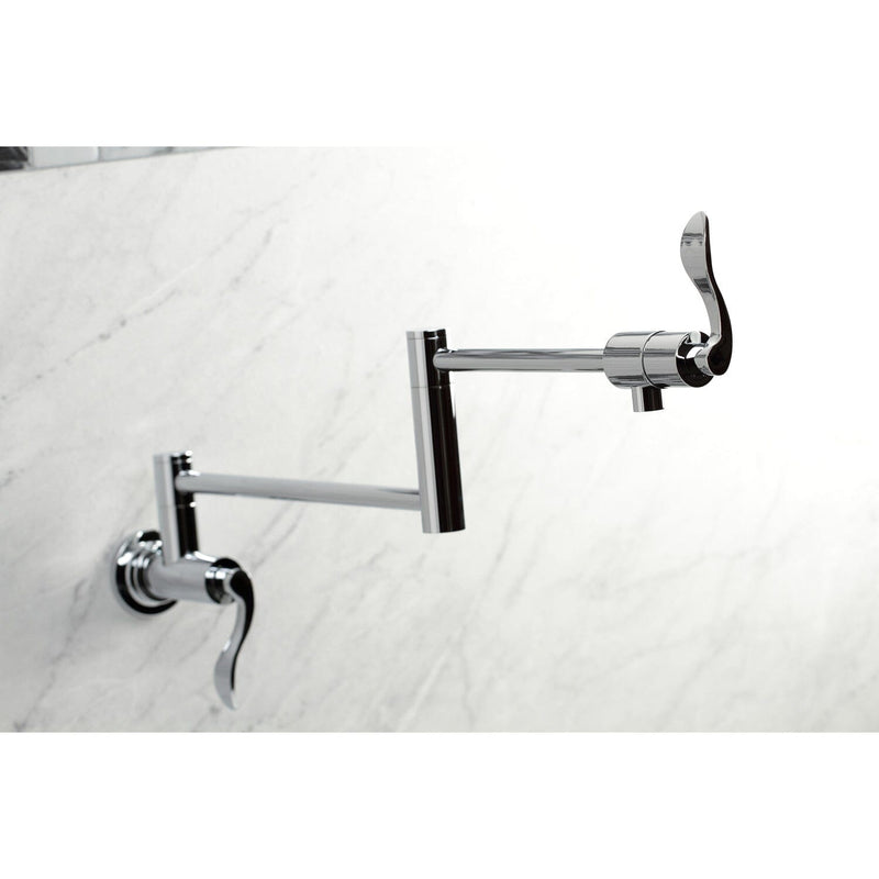NuWave Two-Handle 1-Hole Wall Mount Pot Filler Faucet
