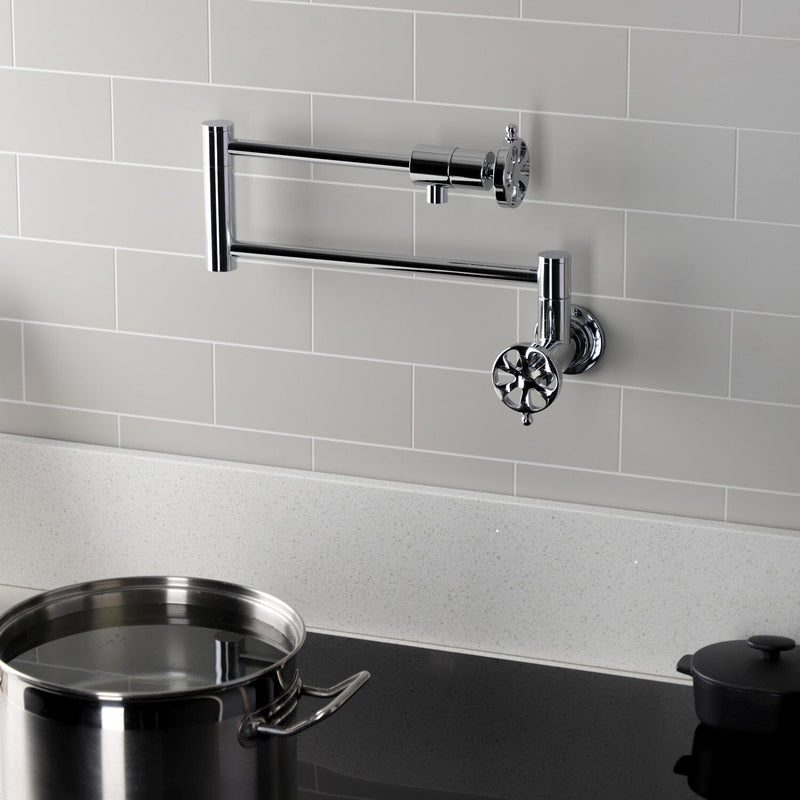 Belknap Two-Handle 1-Hole Wall Mount Pot Filler Faucet