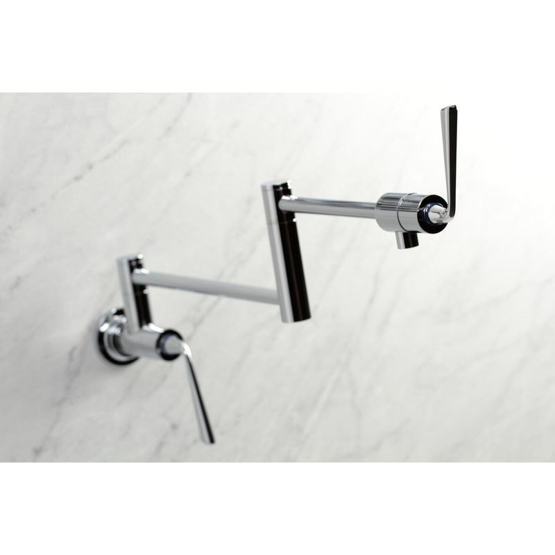 Silver Sage Two-Handle 1-Hole Wall Mount Pot Filler Faucet