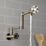Webb Two-Handle 1-Hole Wall Mount Pot Filler with Knurled Handle