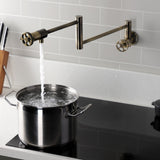 Webb Two-Handle 1-Hole Wall Mount Pot Filler with Knurled Handle