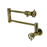 Webb Two-Handle 1-Hole Wall Mount Pot Filler with Knurled Handle