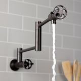 Webb Two-Handle 1-Hole Wall Mount Pot Filler with Knurled Handle