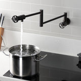 Webb Two-Handle 1-Hole Wall Mount Pot Filler with Knurled Handle