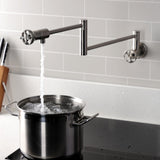 Webb Two-Handle 1-Hole Wall Mount Pot Filler with Knurled Handle