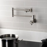 Wendell Two-Handle 1-Hole Wall Mount Pot Filler with Knurled Handle