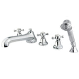 Metropolitan Three-Handle 5-Hole Deck Mount Roman Tub Faucet with Hand Shower