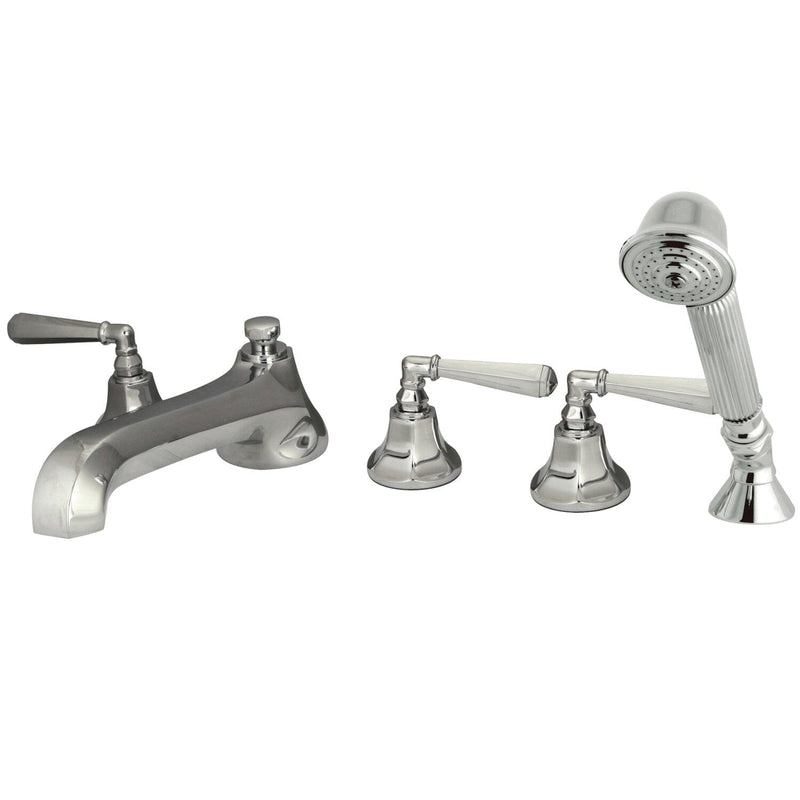 Metropolitan Three-Handle 5-Hole Deck Mount Roman Tub Faucet with Hand Shower