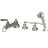 Metropolitan Three-Handle 5-Hole Deck Mount Roman Tub Faucet with Hand Shower