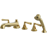 Metropolitan Three-Handle 5-Hole Deck Mount Roman Tub Faucet with Hand Shower
