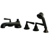 Metropolitan Three-Handle 5-Hole Deck Mount Roman Tub Faucet with Hand Shower