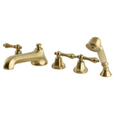 Metropolitan Three-Handle 5-Hole Deck Mount Roman Tub Faucet with Hand Shower